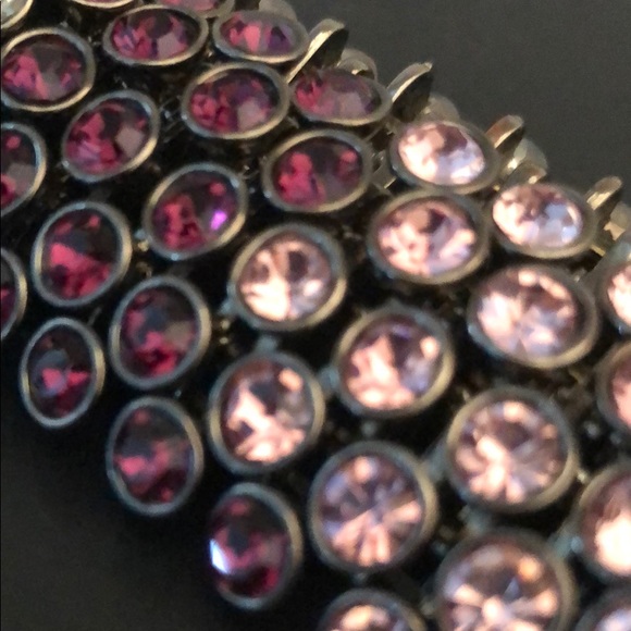 GUNMETAL & BEZEL CRYSTAL ELASTIC BRACELET - Picture 7 of 9